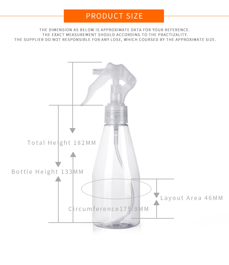 200ml PET bottle with spray pump