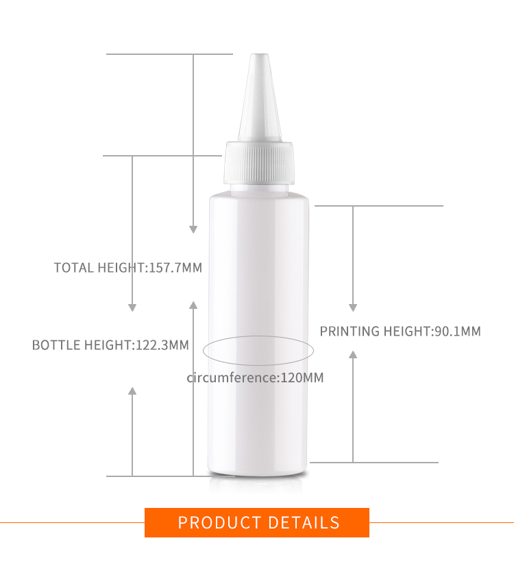 100ml bottle with sharp mouth cap